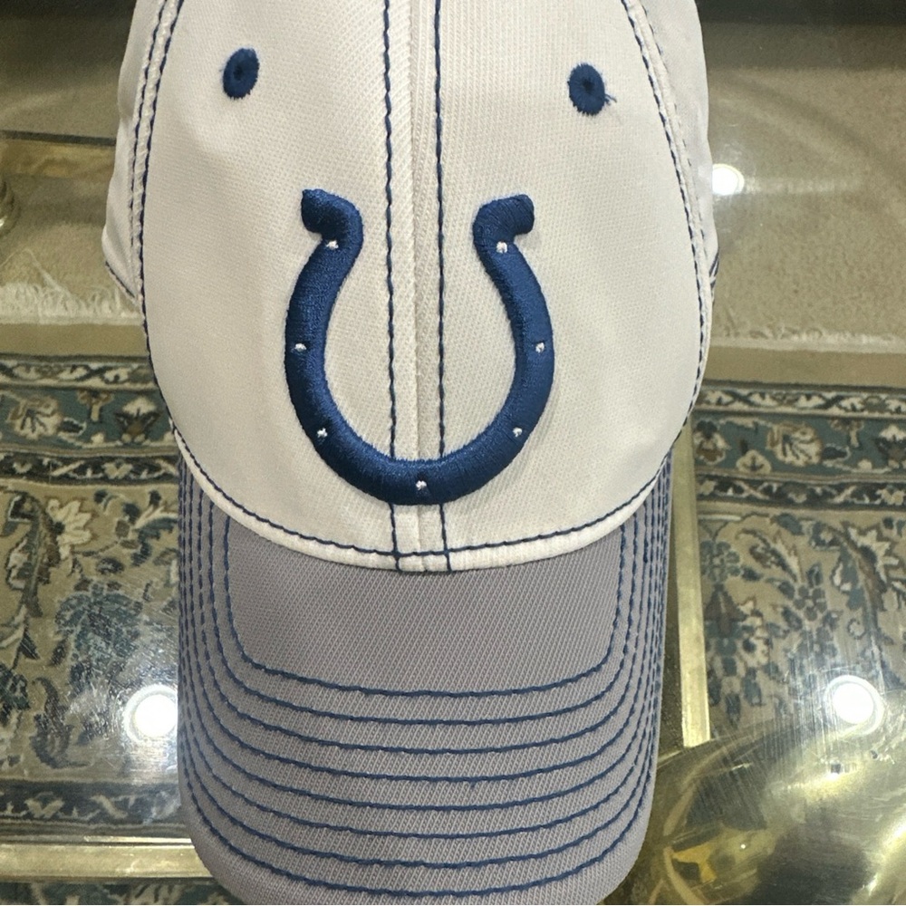 NFL Colts White Cap with Navy Stitching and Embroidered Shield Reebok